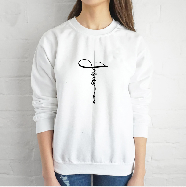 Faith cross autumn and winter letter printing street tide new sweater shirt men and women